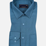 Solid Teal Blue Cotton Shirt – Regular Fit Full Sleeves