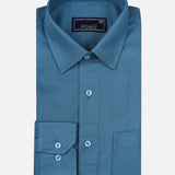 Solid Teal Blue Cotton Shirt – Regular Fit Full Sleeves