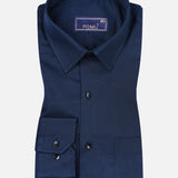Solid Navy Blue Cotton Shirt – Regular Fit Full Sleeves