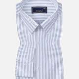 White Textured Cotton Shirt – Regular Fit Full Sleeves | Subtle Self-Striped Elegance