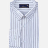 White Textured Cotton Shirt – Regular Fit Full Sleeves | Subtle Self-Striped Elegance