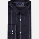 Black Striped Cotton Shirt – Regular Fit Full Sleeves