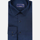 Solid Navy Blue Cotton Shirt – Regular Fit Full Sleeves