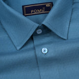 Solid Teal Blue Cotton Shirt – Regular Fit Full Sleeves