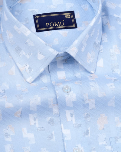 Sky Floral Cotton Shirt – Regular Fit Full Sleeves