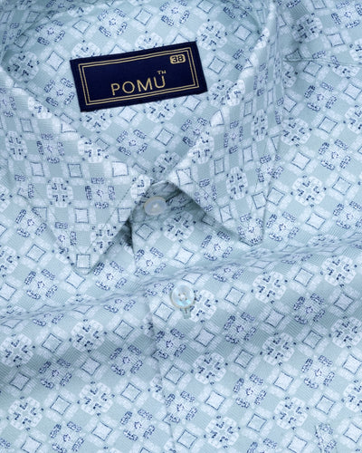 Green Floral Cotton Shirt – Regular Fit Full Sleeves