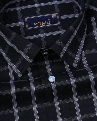 Black Striped Cotton Shirt – Regular Fit Full Sleeves