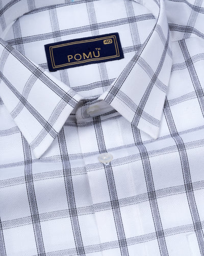 White Striped Cotton Shirt – Regular Fit Full Sleeves