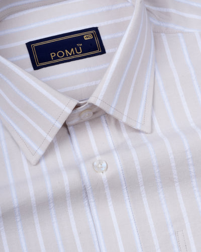 Cream Blend Shirt – Regular Fit Full Sleeves