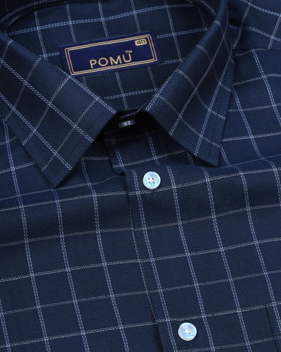 Navy Blue Cotton Shirt – Regular Fit Full Sleeves