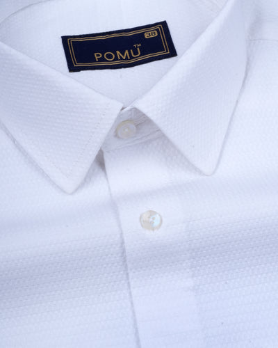 Solid White Cotton Shirt – Regular Fit Full Sleeve