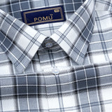 White & Grey Striped Cotton Shirt – Regular Fit Full Sleeves