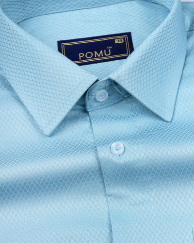 Teal Blue Cotton Shirt – Regular Fit Full Sleeves