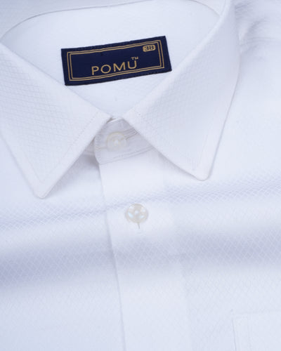 Solid White Cotton Shirt – Regular Fit Full Sleeves