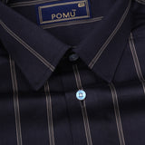 Black Striped Cotton Shirt – Regular Fit Full Sleeves