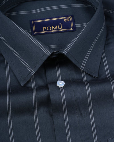 Solid Gray Cotton Shirt – Regular Fit Full Sleeves | Classic Everyday Style