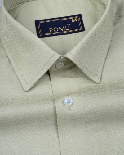Solid Green Cotton Shirt – Regular Fit Full Sleeves