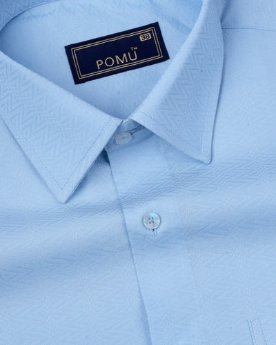 Solid Sky Blue Cotton Shirt – Regular Fit Full Sleeves | Fresh & Cool Everyday Essential