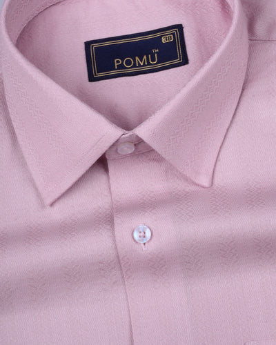 Solid Pink Cotton Shirt – Regular Fit Full Sleeves | Soft Tone with Clean Finish
