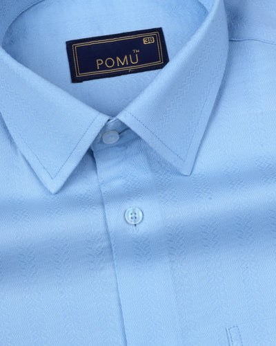 Solid Sky Cotton Shirt – Regular Fit Full Sleeves