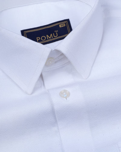 Pure White Cotton Shirt – Regular Fit Full Sleeves