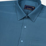 Solid Teal Blue Cotton Shirt – Regular Fit Full Sleeves