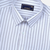 White Textured Cotton Shirt – Regular Fit Full Sleeves | Subtle Self-Striped Elegance