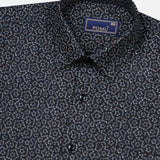Black Floral Cotton Shirt – Regular Fit Full Sleeves
