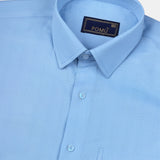 Solid Sky Cotton Shirt – Regular Fit Full Sleeves