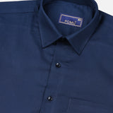 Solid Navy Blue Cotton Shirt – Regular Fit Full Sleeves