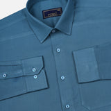 Solid Teal Blue Cotton Shirt – Regular Fit Full Sleeves