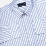 White Textured Cotton Shirt – Regular Fit Full Sleeves | Subtle Self-Striped Elegance