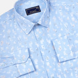 Sky Floral Cotton Shirt – Regular Fit Full Sleeves