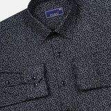 Black Floral Cotton Shirt – Regular Fit Full Sleeves