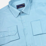 Teal Blue Cotton Shirt – Regular Fit Full Sleeves