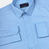 Solid Sky Cotton Shirt – Regular Fit Full Sleeves