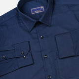 Solid Navy Blue Cotton Shirt – Regular Fit Full Sleeves