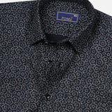 Black Floral Cotton Shirt – Regular Fit Full Sleeves