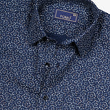 Navy Blue Floral Cotton Shirt – Regular Fit Full Sleeves
