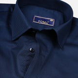 Solid Navy Blue Cotton Shirt – Regular Fit Full Sleeves