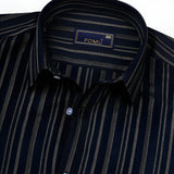Navy Blue Striped Cotton Shirt – Regular Fit