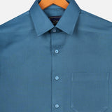 Solid Teal Blue Cotton Shirt – Regular Fit Full Sleeves