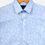 Sky Floral Cotton Shirt – Regular Fit Full Sleeves