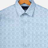 Green Floral Cotton Shirt – Regular Fit Full Sleeves