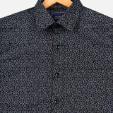 Black Floral Cotton Shirt – Regular Fit Full Sleeves