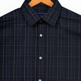 Black Textured Cotton Shirt – Regular Fit Full Sleeves