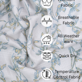 Italian Cream Leaf Printed Shirt for Men – Textured Lilen Fabric, Full Sleeves, Regular Fit | Soft, Earthy & Minimalist Design