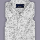 Thunder Black Floral Shirt for Men – Giza Cotton, Dobby Print, Premium Regular Fit, Full Sleeves | Bold & Elegant Evening Wear