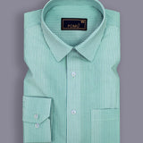 Verdance Cactus Green Striped Shirt – Giza Cotton, Regular Fit, Full Sleeves | Men's Smart Casual Cotton Shirt