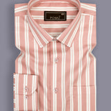 RoseForge Copper Rose Striped Shirt – Giza Cotton, Regular Fit, Full Sleeves | Men’s Refined Casual & Office Shirt